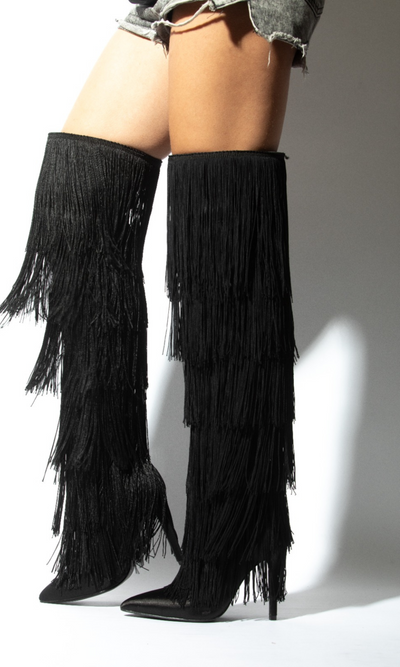 Walk It Like I Talk It | Fringe Boots - Black - Cutely Covered