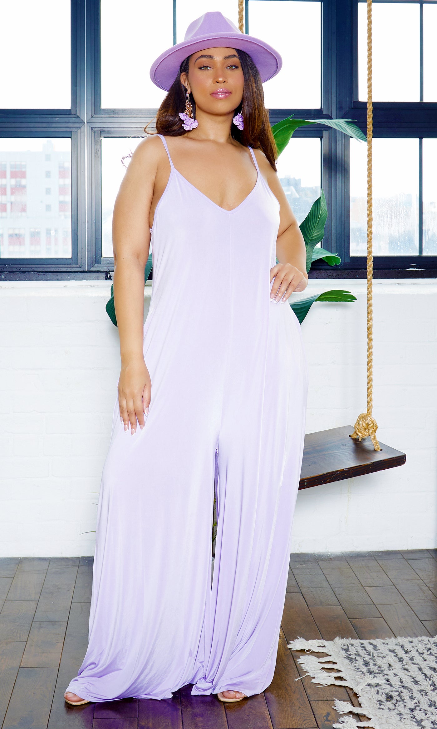 Stretch Chic Jumpsuit - Lavender - Cutely Covered