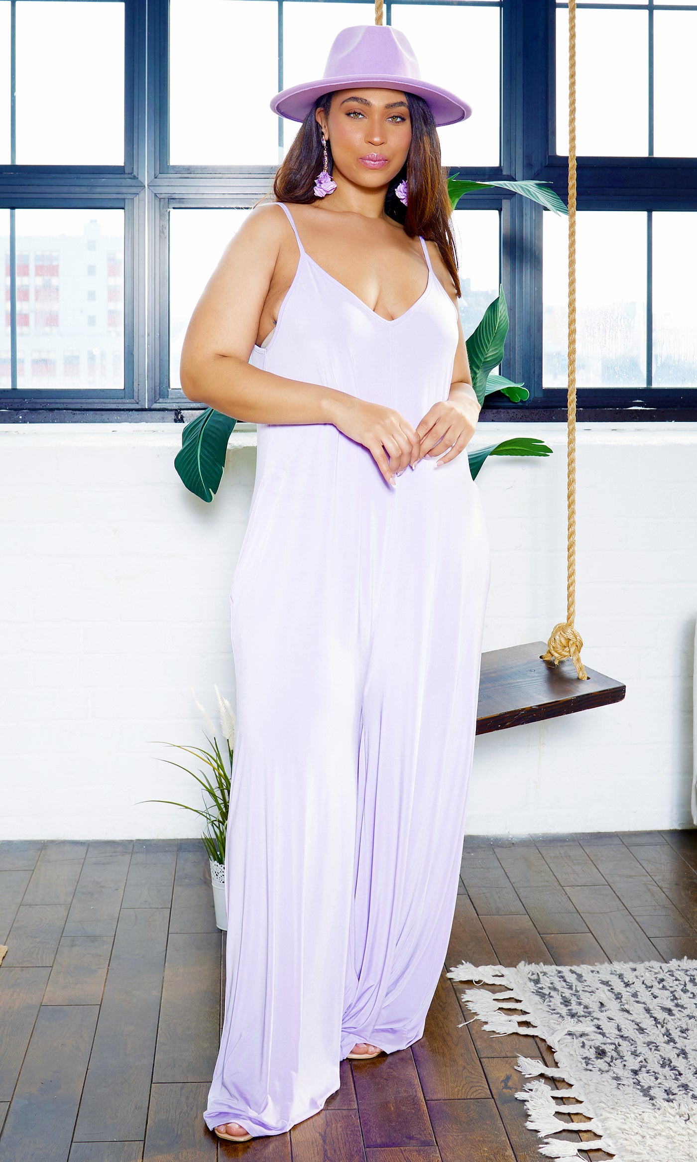 Stretch Chic Jumpsuit - Lavender - Cutely Covered