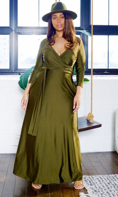 Blessed and Beautiful l  Stretch Maxi Dress - Olive FINAL SALE