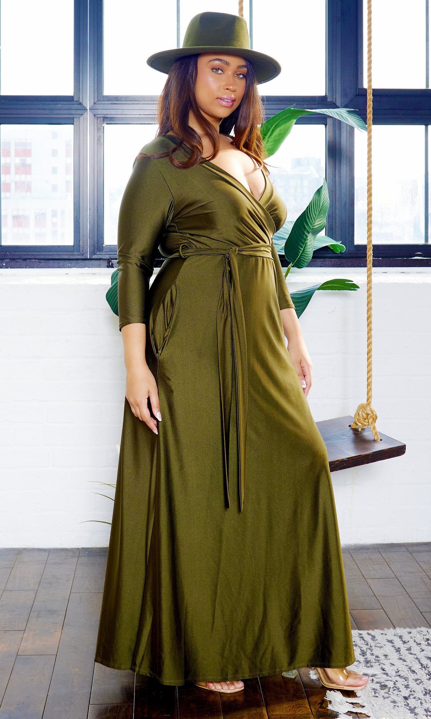 Blessed and Beautiful l  Stretch Maxi Dress - Olive FINAL SALE