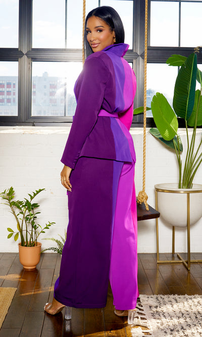 Got Her Own | Color Block Suit Set - Purple - Cutely Covered