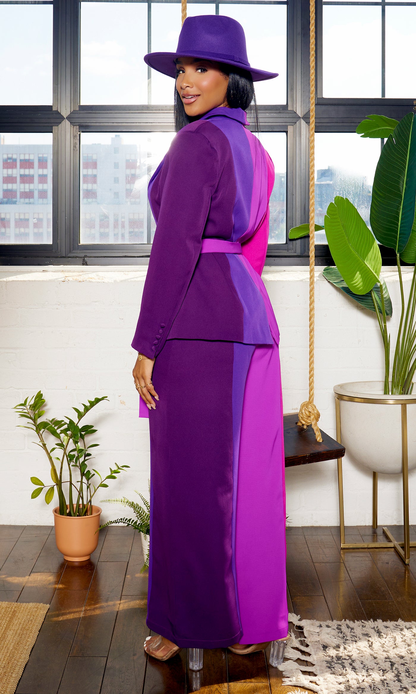 Got Her Own | Color Block Suit Set - Purple - Cutely Covered