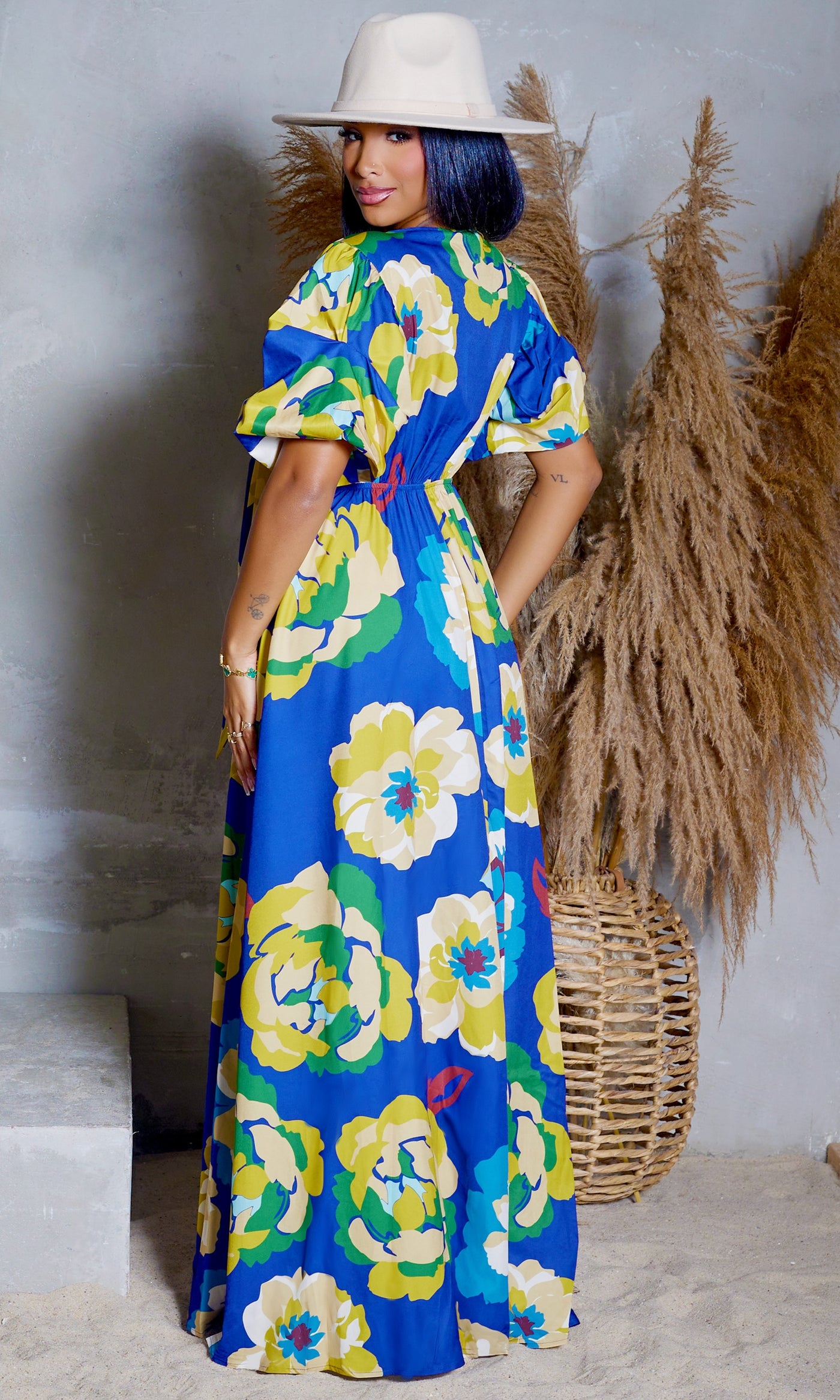 Pockets & Prints Maxi Dress - Royal Blue - Cutely Covered