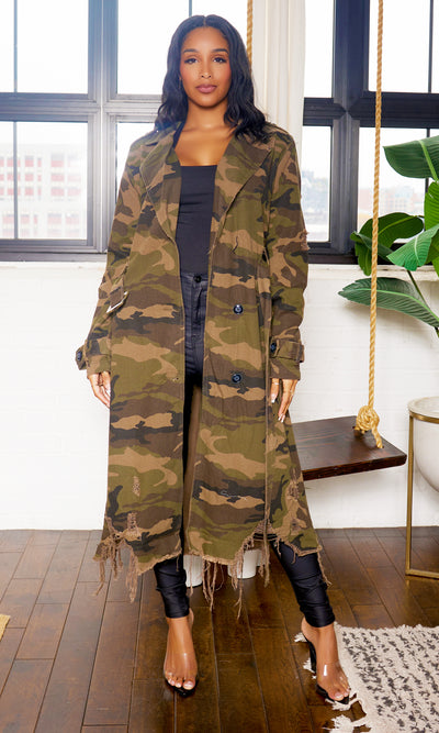Camo Trench Coat - Cutely Covered