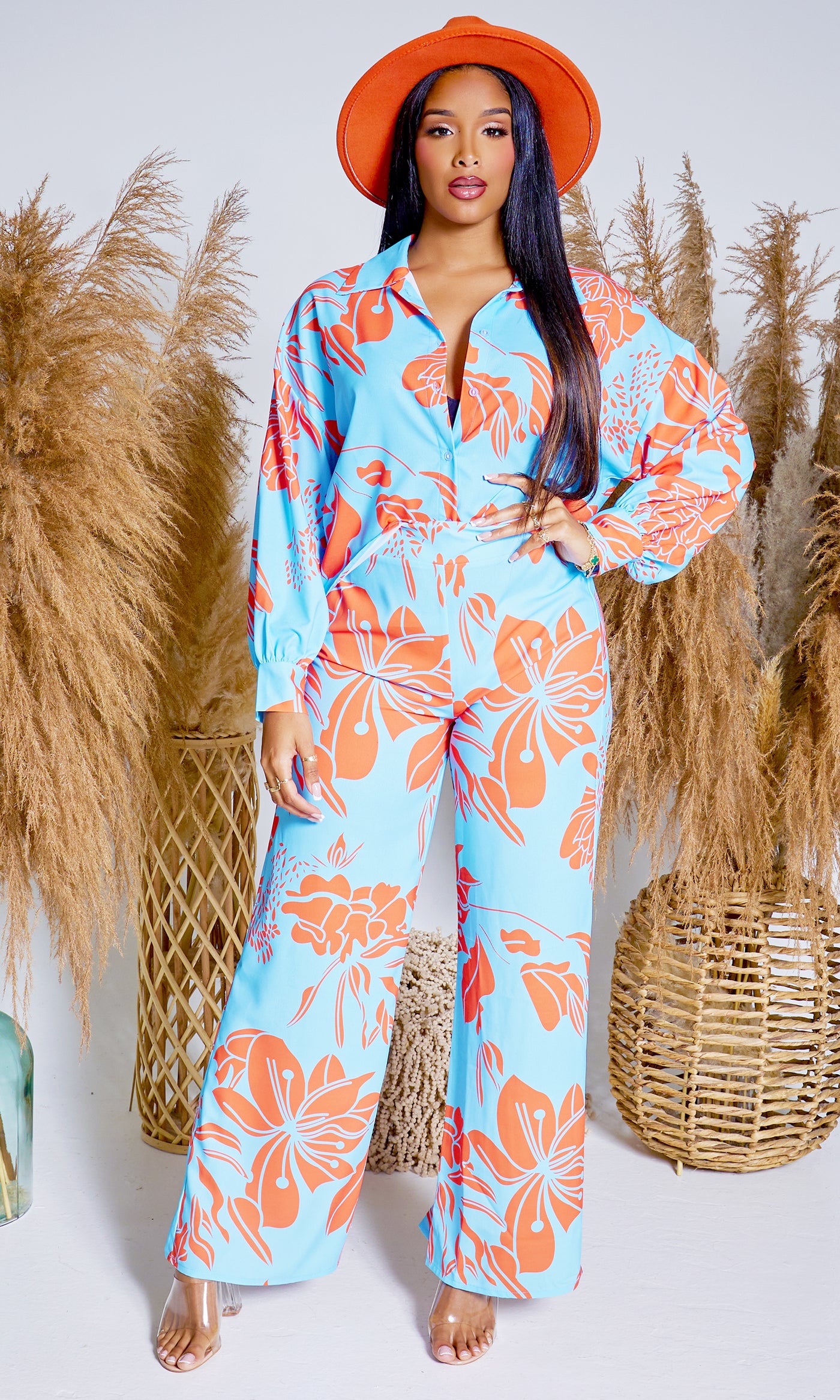 Brunch Bae  Set - Aqua / Orange - Cutely Covered