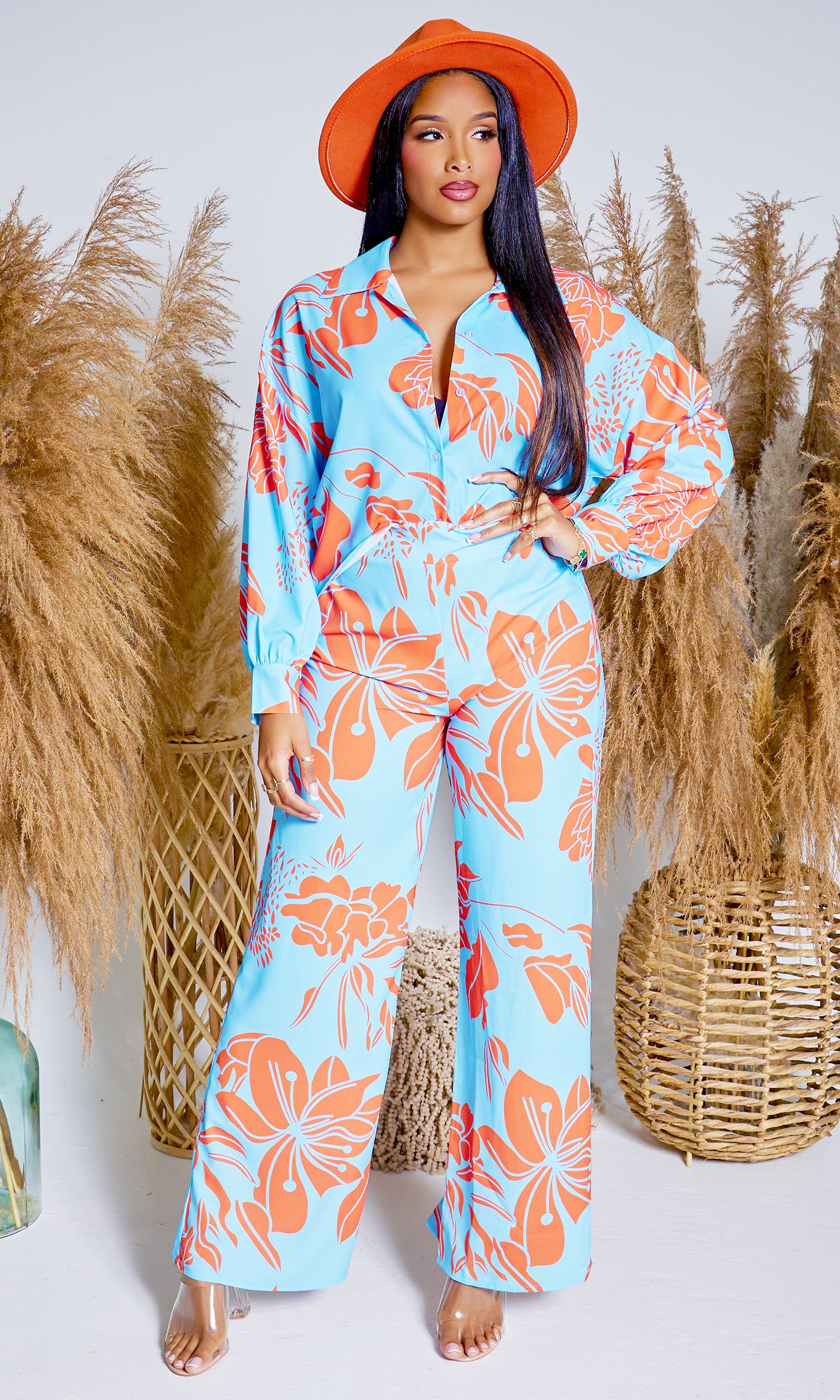 Brunch Bae  Set - Aqua / Orange - Cutely Covered