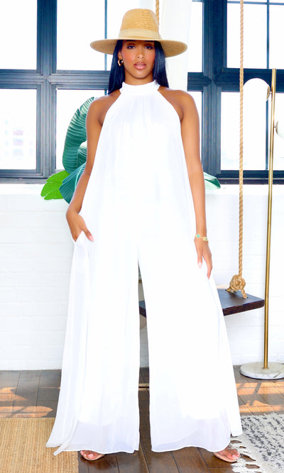 Merly | Mock Neck Jumpsuit - Off White