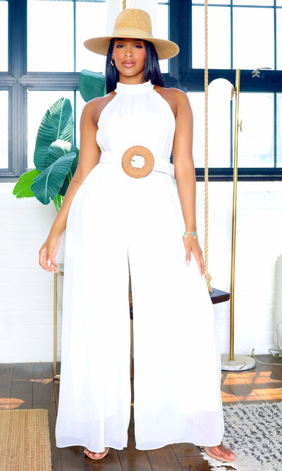 Merly | Mock Neck Jumpsuit - Off White FINAL SALE