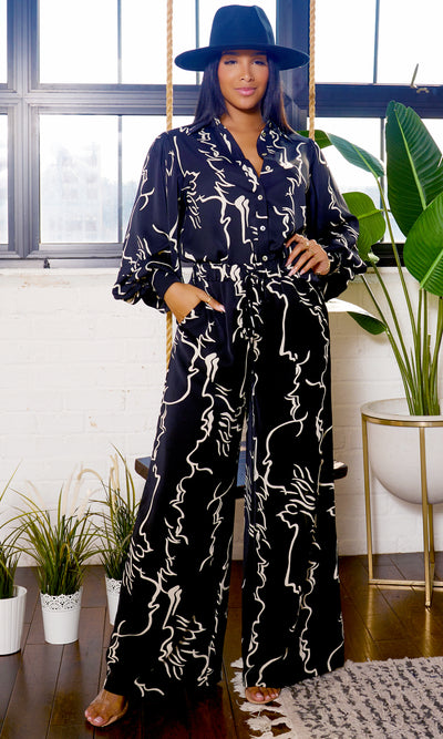 Forever Young | Print Satin Set - Black - Cutely Covered