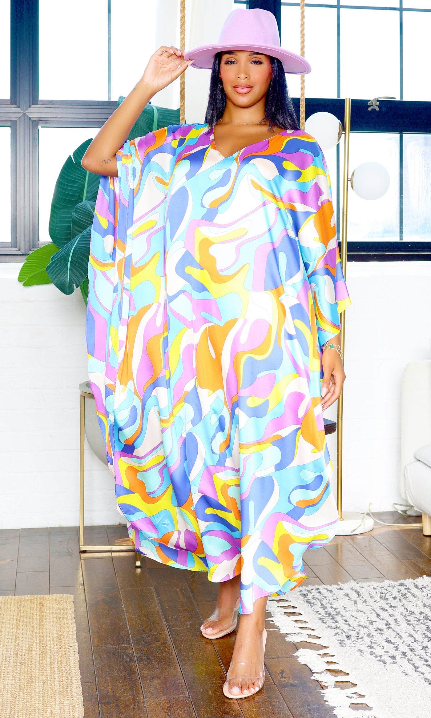 Lilliam Vibrance Vibes | Abstract Kaftan Dress - Multicolor