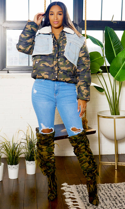 Camo Puffer Jacket - Cutely Covered