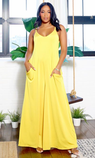 Stretch Chic Jumpsuit - Yellow
