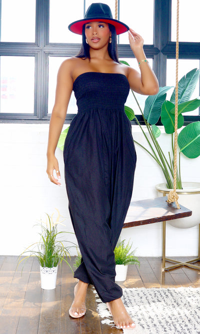 Ella | Strapless Harem Jumpsuit - Black