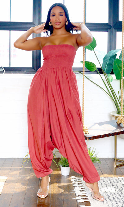 Ella | Strapless Harem Jumpsuit - Rose Pink