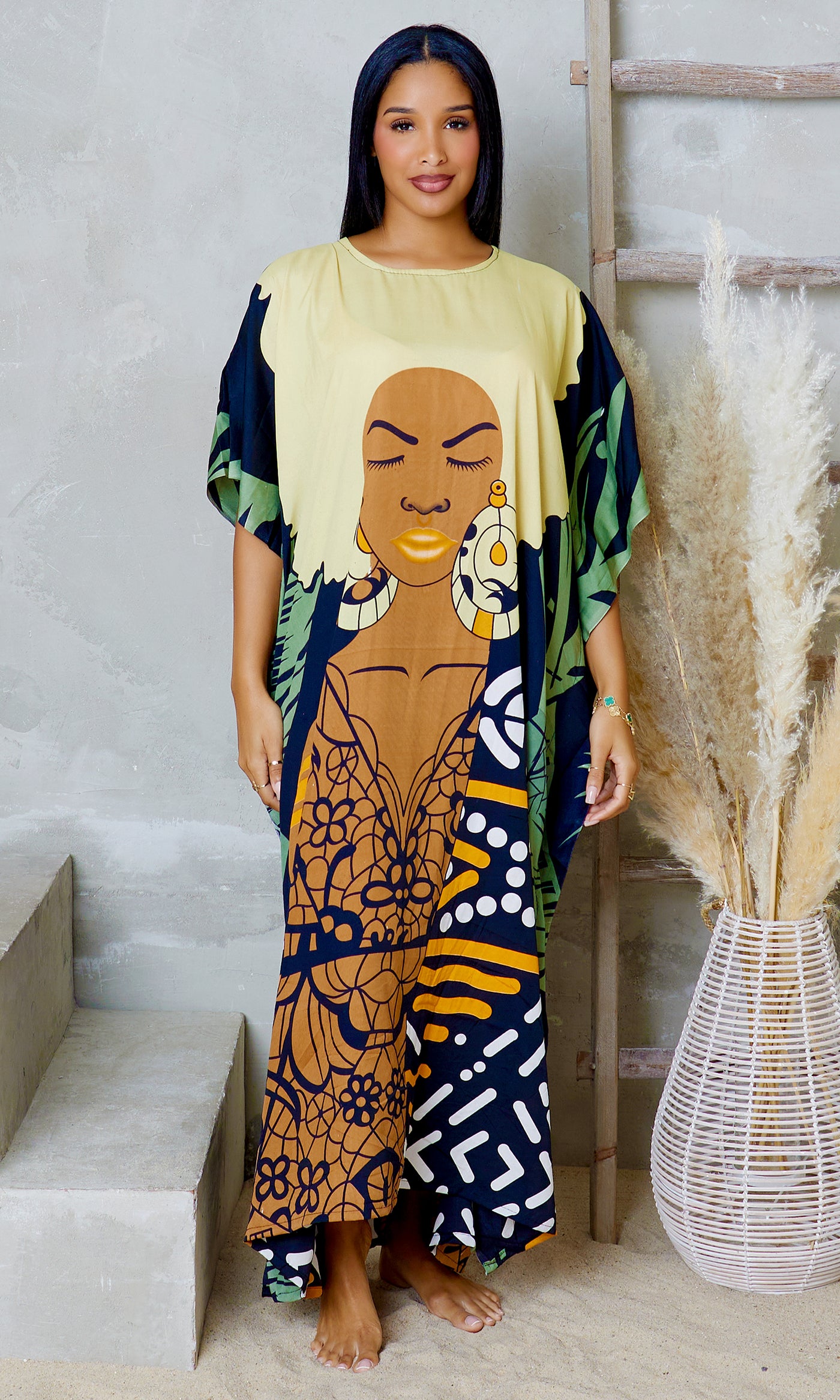 Relax Ease Oversized Long Kaftan Dress - Cutely Covered