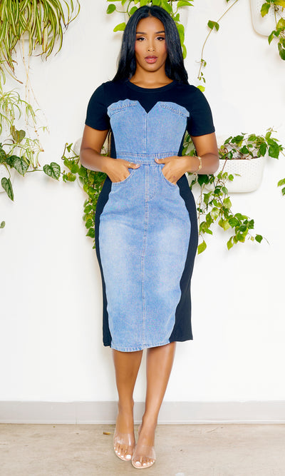 Midnight Mirage Denim Dress - Cutely Covered