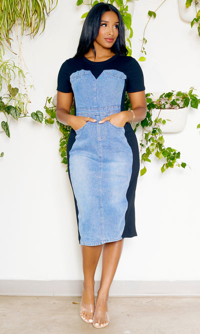 Midnight Mirage Denim Dress - Cutely Covered