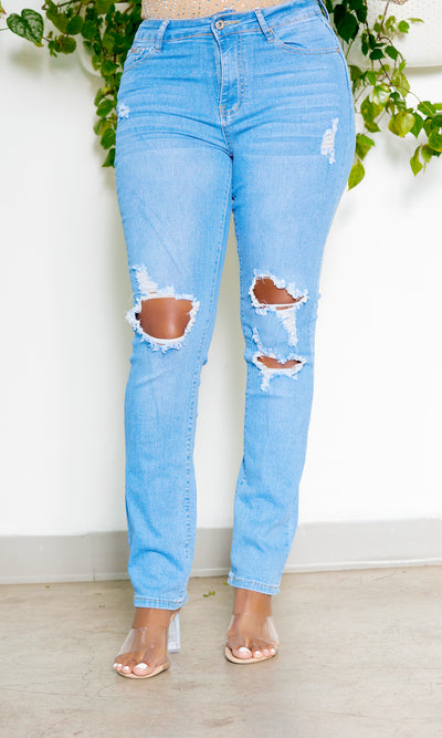 Skinny Leg Denim Pants - Cutely Covered