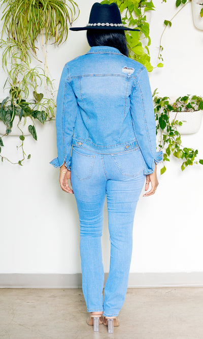 Skinny Leg Denim Pants - Cutely Covered