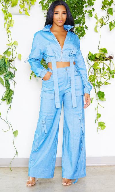 She's Trending | Cargo Denim Set - Cutely Covered