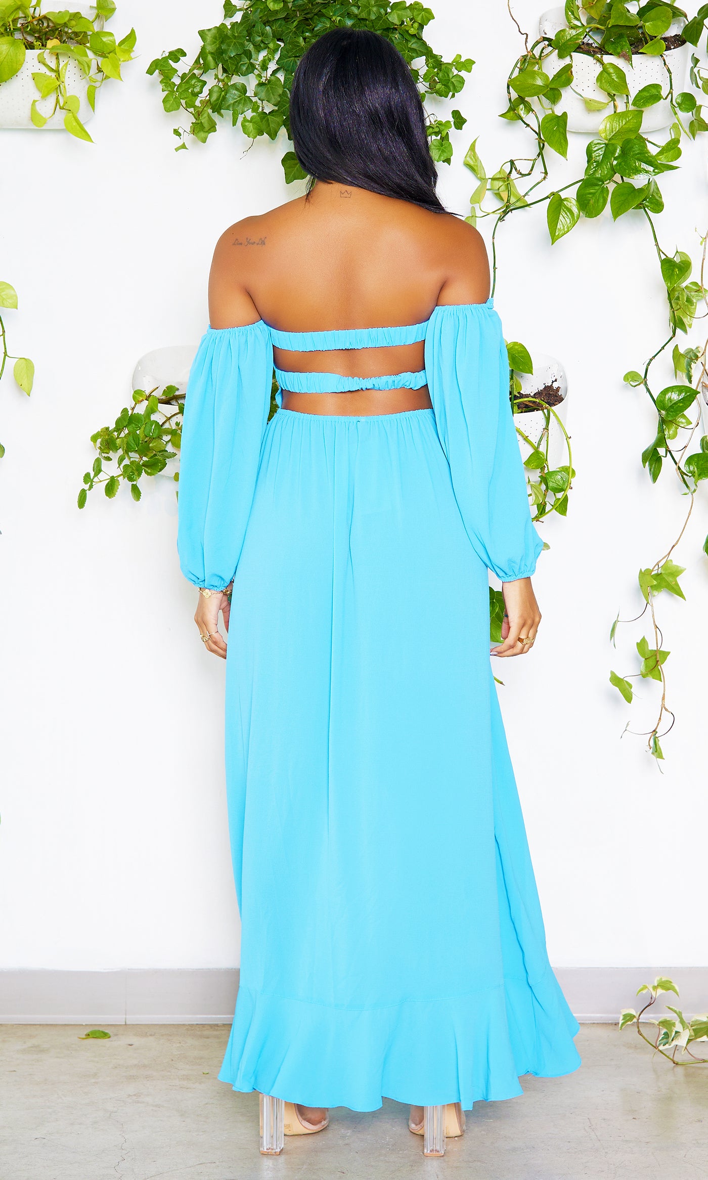 Tulum | Cutout Split Dress - Blue - Cutely Covered