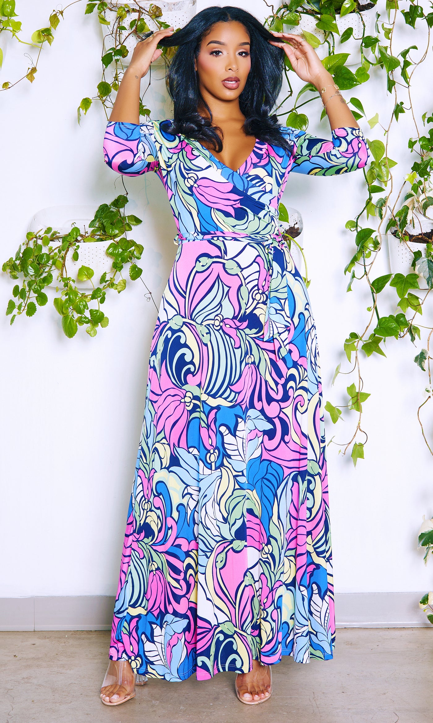 Blessed and Beautiful l  Stretch Maxi Dress - Multi - Cutely Covered