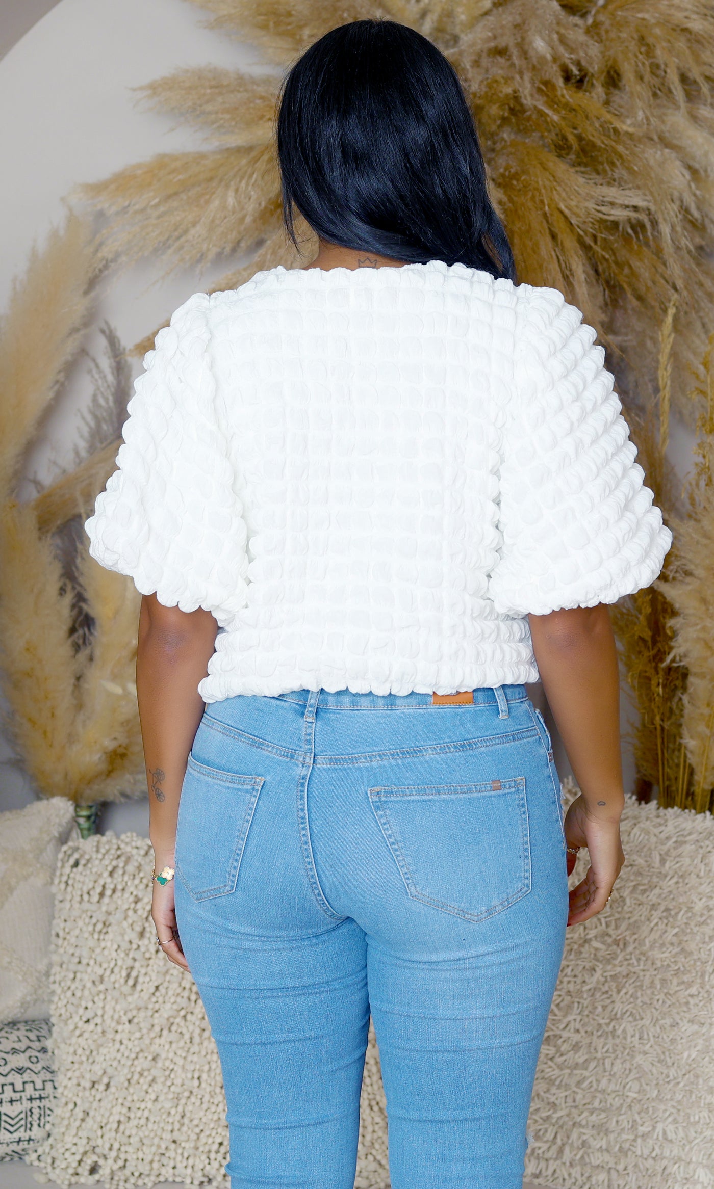 Bubble | Puff Sleeve Top- Ivory - Cutely Covered