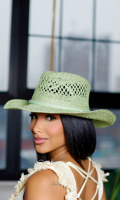 Western Straw Hat - Mint - Cutely Covered