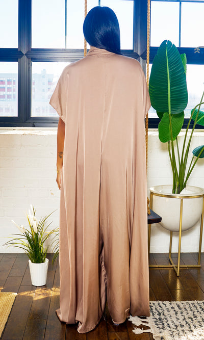 Luxe Drape Loose Fit Jumpsuit - Bronze PREORDER Ships End October - Cutely Covered