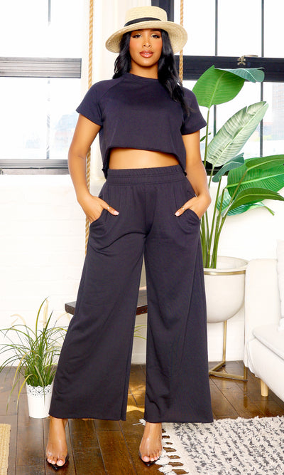 This is Me | Crop Pocket Pant Set-Black - Cutely Covered