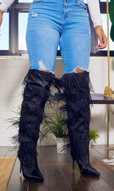 Walk It Like I Talk It | Fringe Boots - Black - Cutely Covered