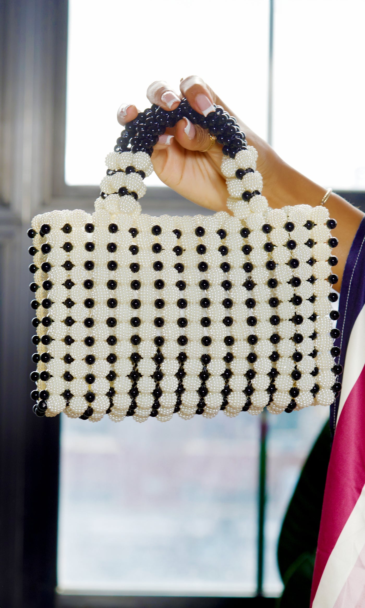 Beaded Black White Handbag - Cutely Covered