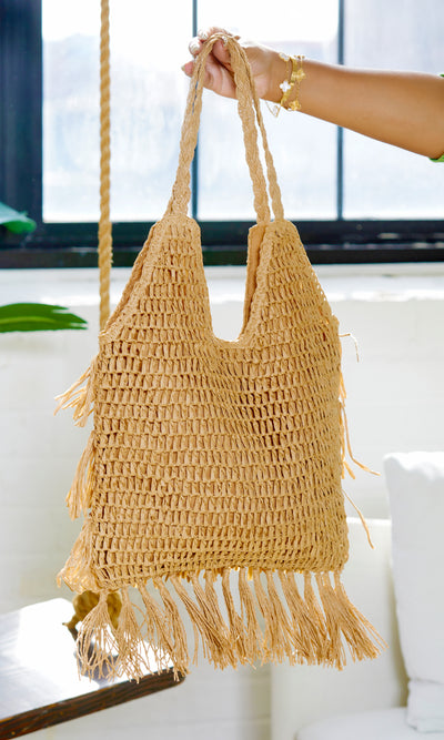 Fringe Layered Handbag - Natural - Cutely Covered