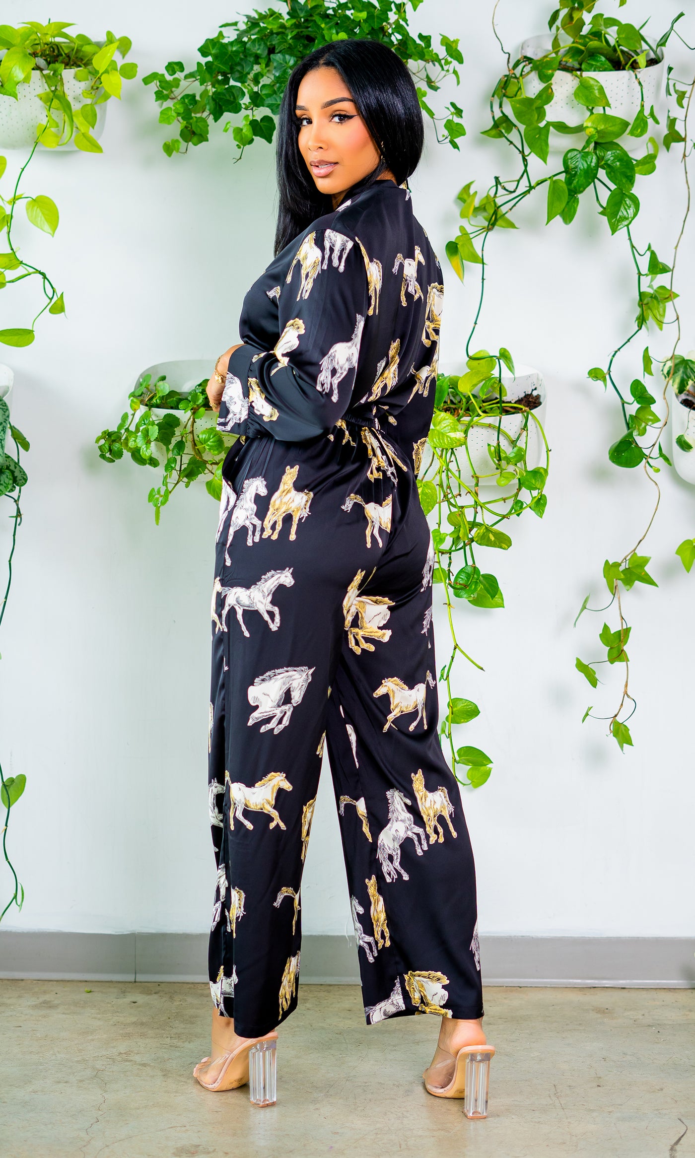 Horse Print Satin Set - Cutely Covered