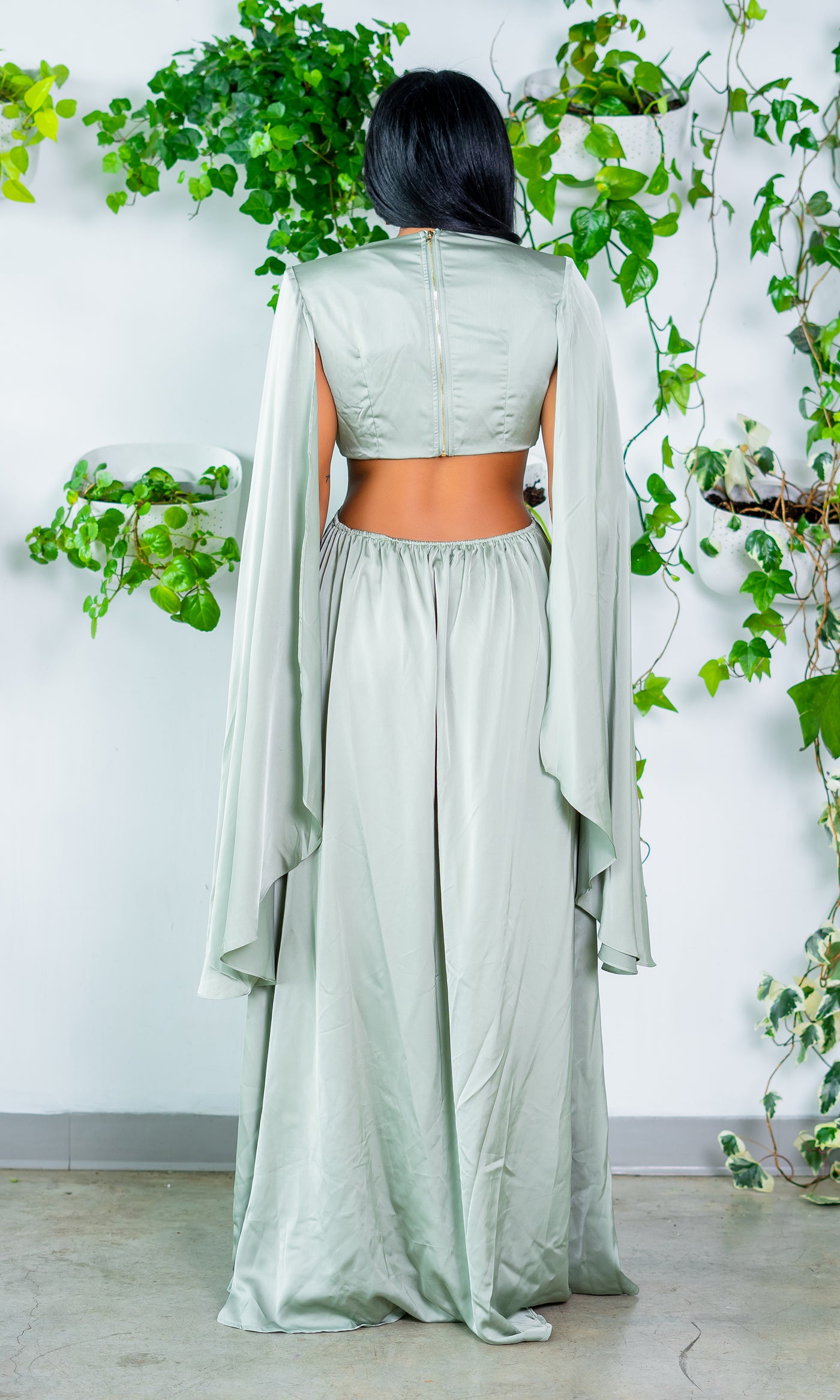 Sleek Sage Green Dress with Back Zipper - Cutely Covered