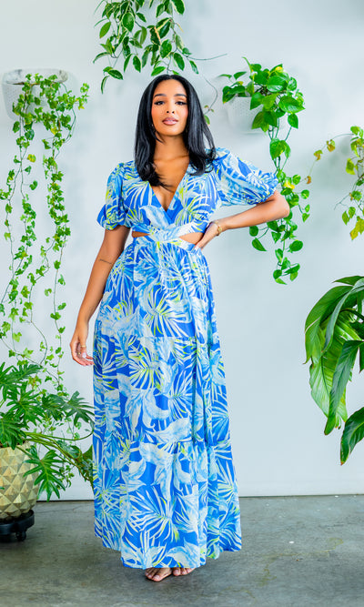 Harbor Island | Long Cutout Maxi - Blue - Cutely Covered