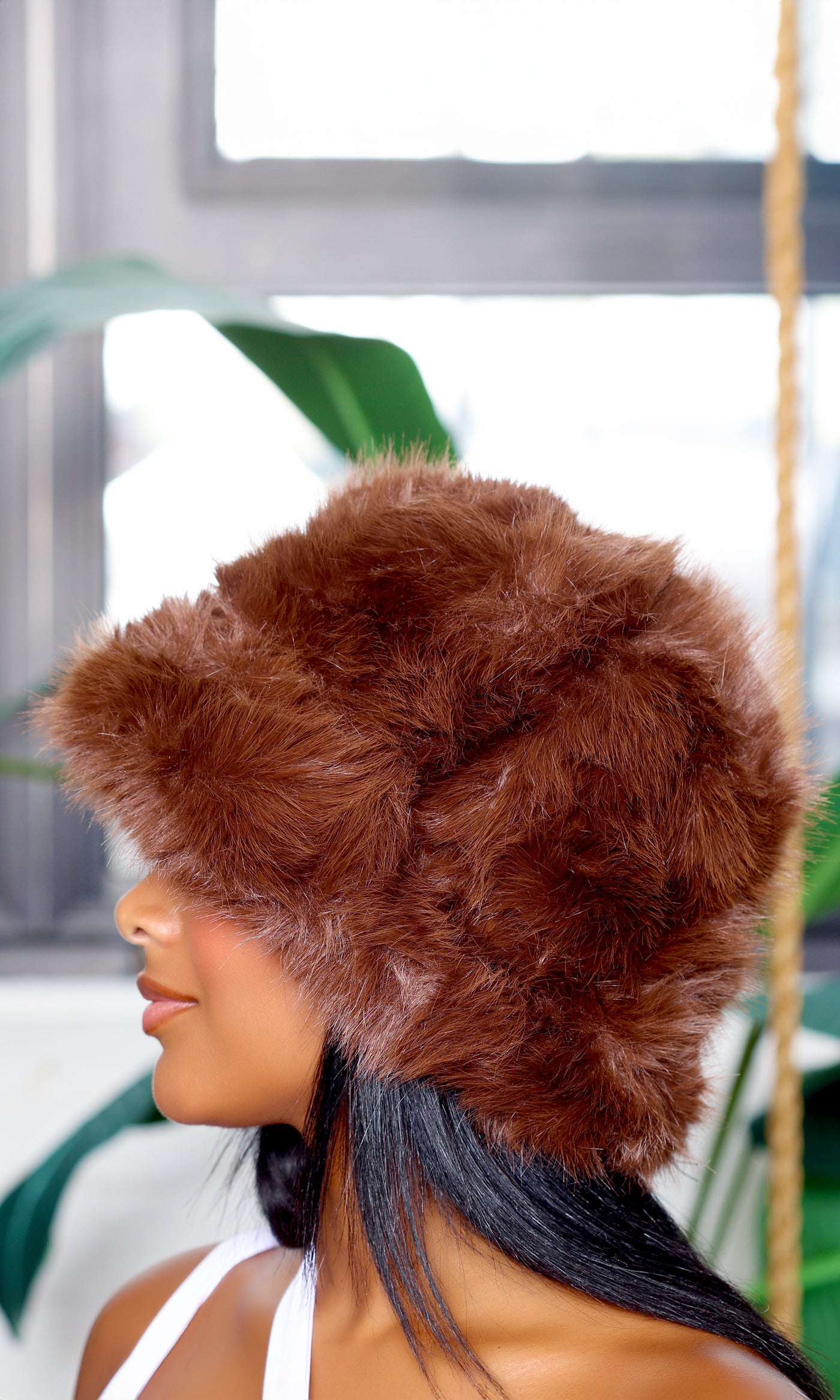 Faux Fur Hat - Coffee