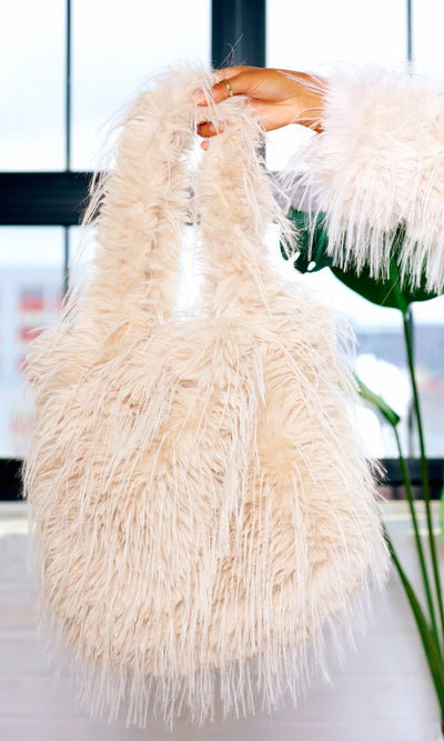 Rosalie | Shoulder Fur Bag - Beige