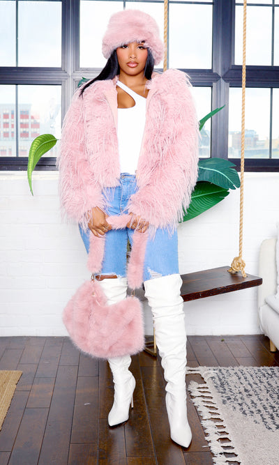 Phoebe | Luxe Fur Coat - Skin Pink