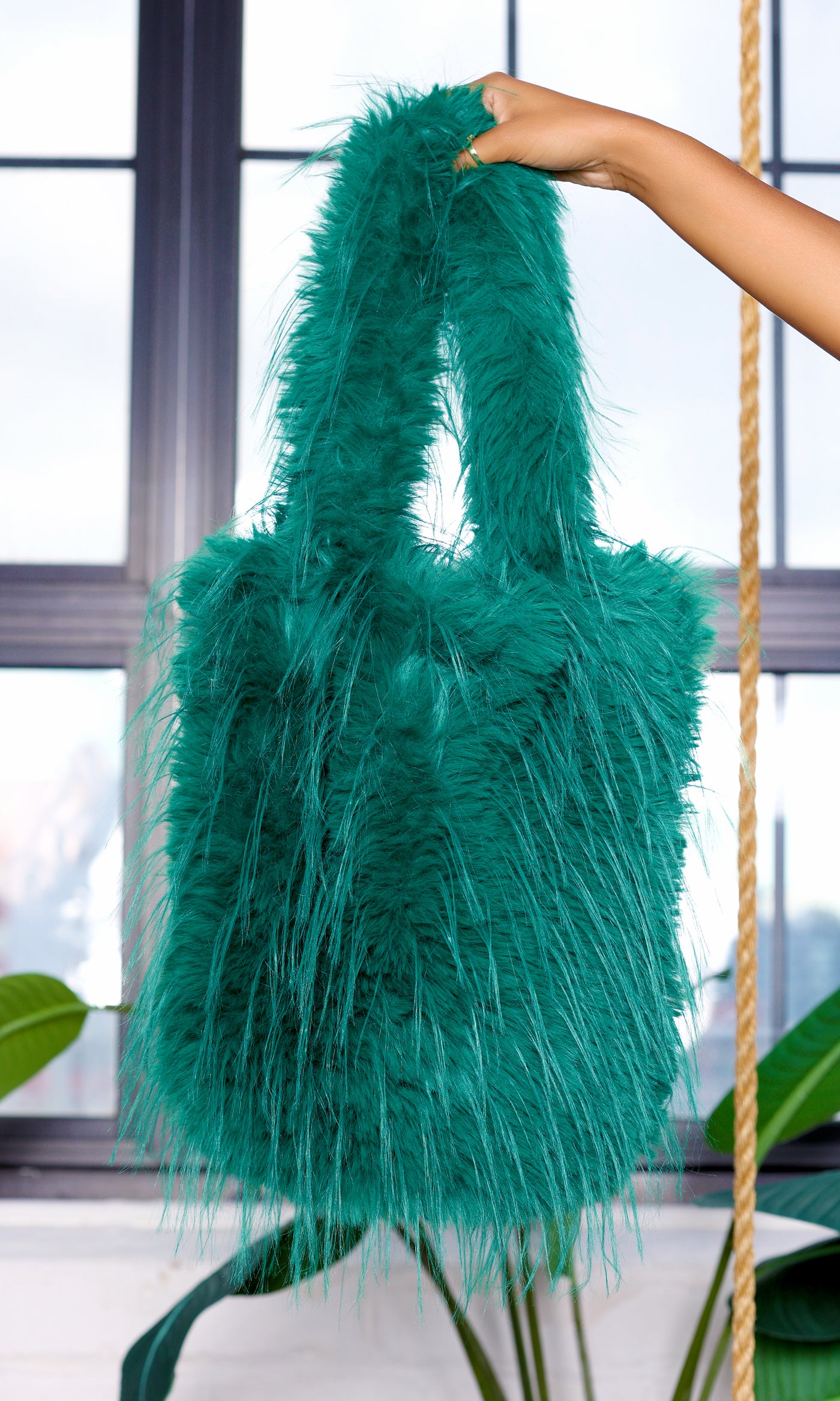 Rosalie | Faux Fur Handbag - Green