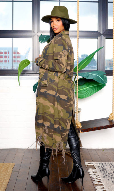 Camo Trench Coat - Green