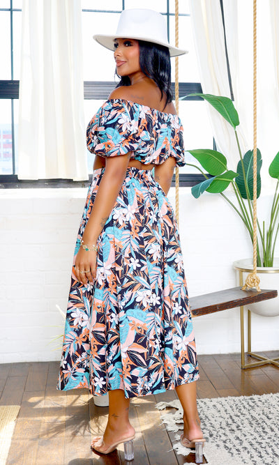 Eliza | Floral Off-Shoulder Skirt Set - Multi Color