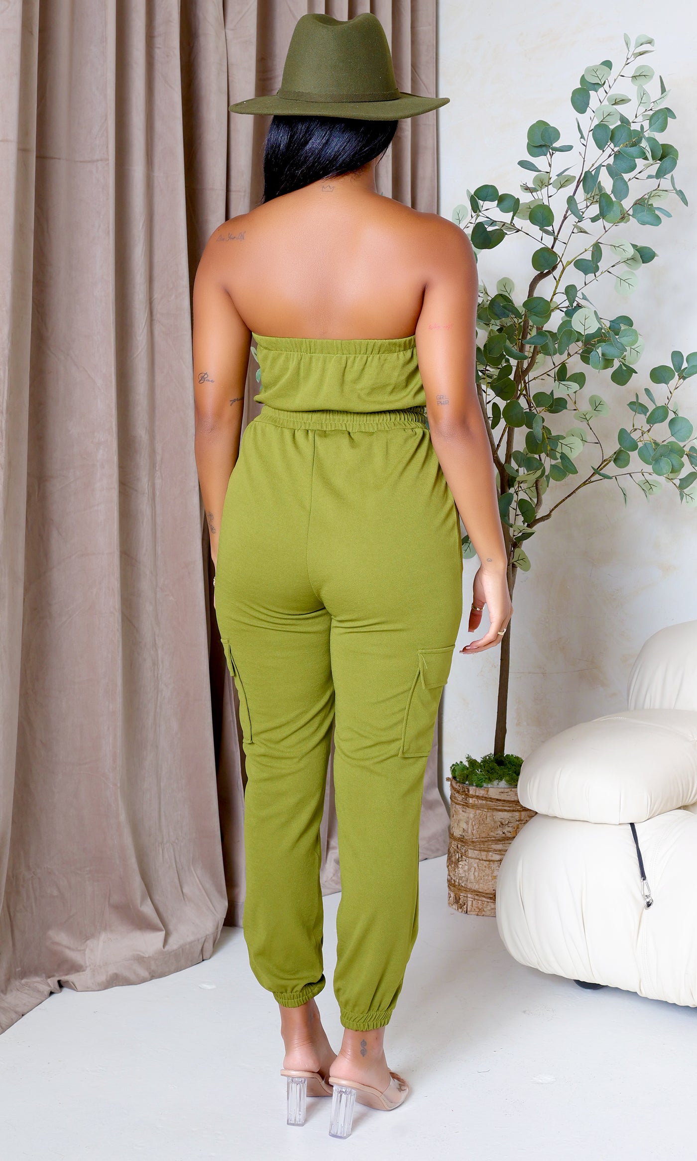 Kailani | Tube Jumpsuit with adjustable Garter - Cactus