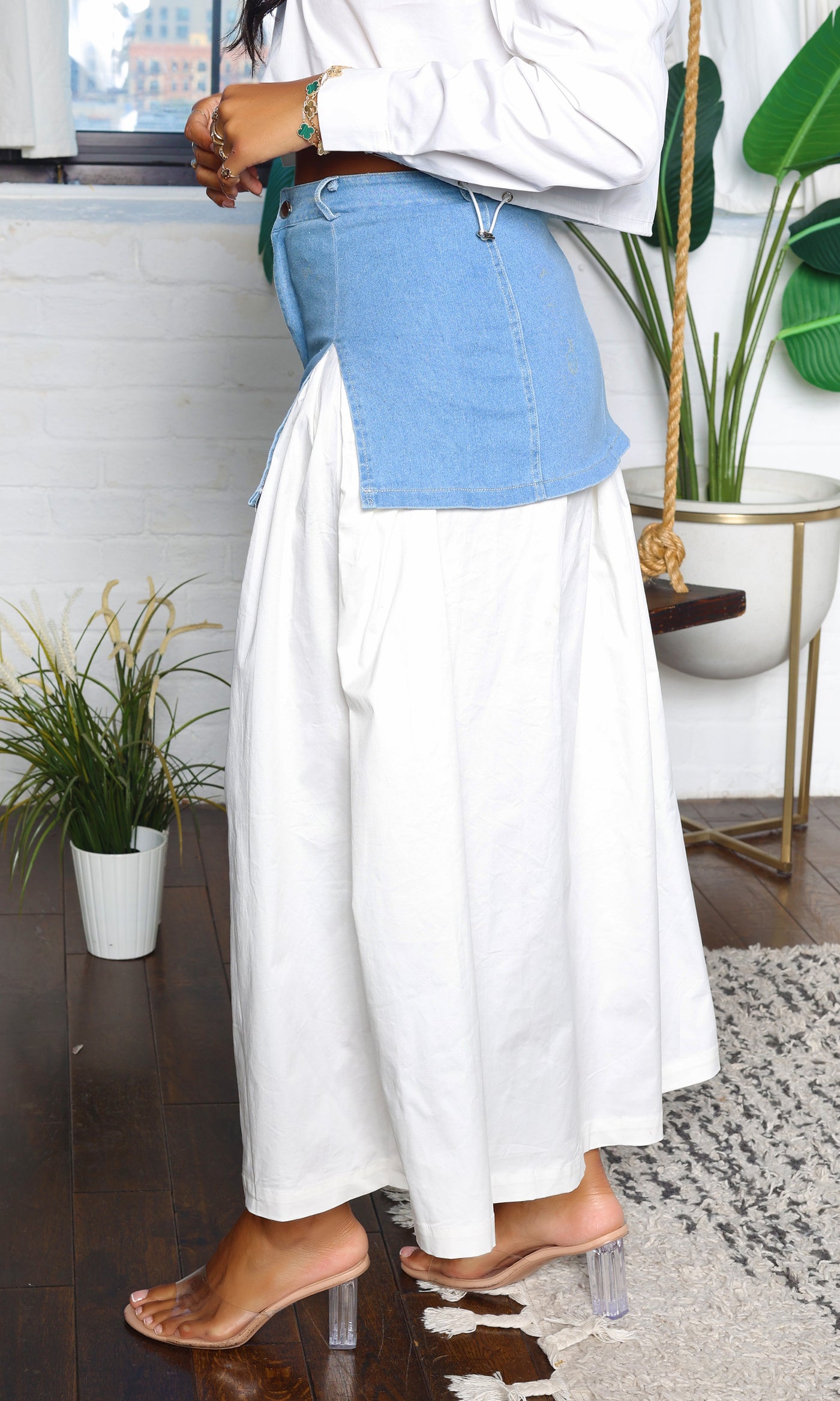 Adalynn | Brushed Denim Long Skirt