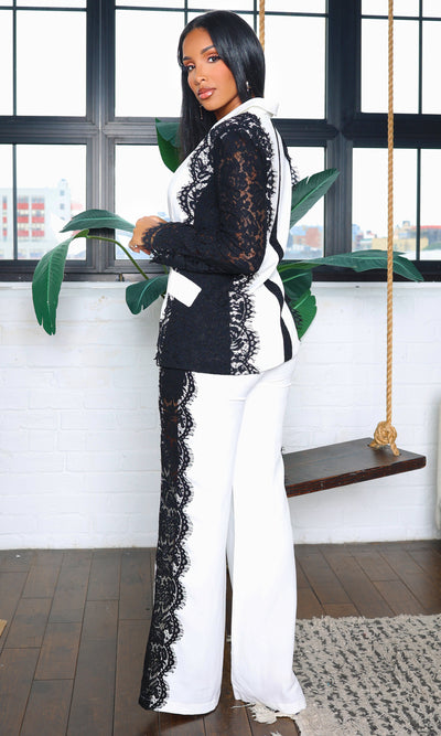 Elsie | White Black Lace Suit Set PREORDER Ships End October