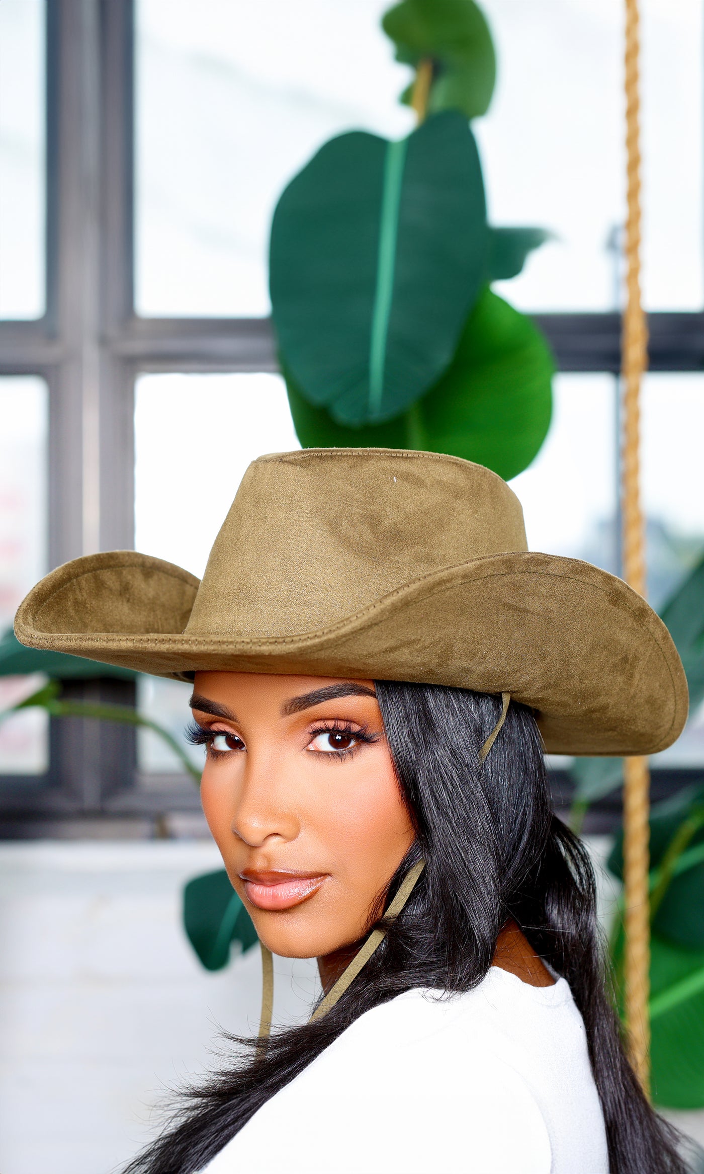 Stylish Charm | Cow Girl Western Hat - Olive