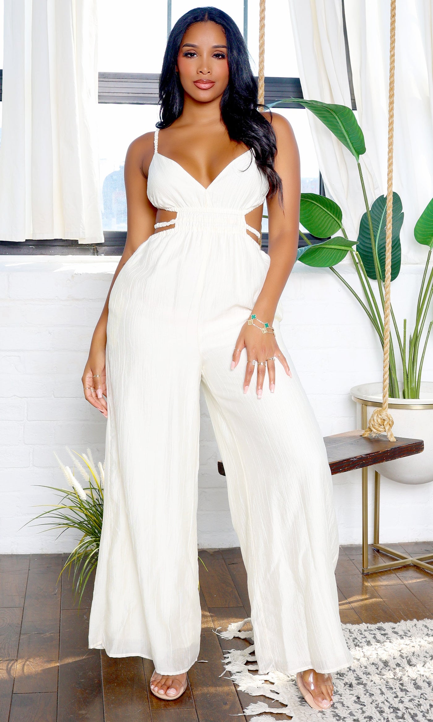 Adeline | Cut-Out Detail Jumpsuit - Cream