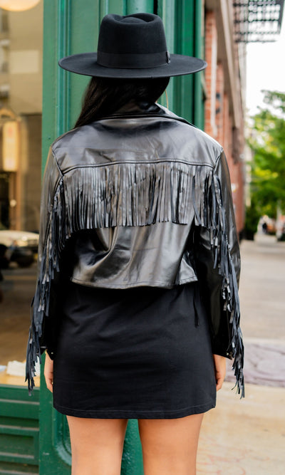 Set The Tone Black Fringe Jacket FINAL SALE - Cutely Covered