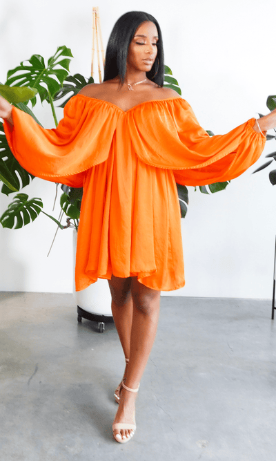 She's Classy l Flow Dress Orange - Cutely Covered